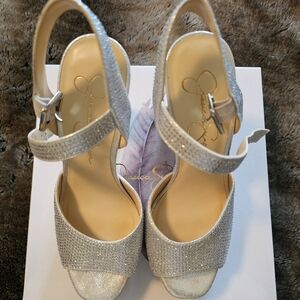 Jessica Simpson Silver Platform Heels